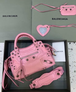 Replica Balenciaga 700940210B Neo Cagole City Handbag in Pink Arena Lambskin