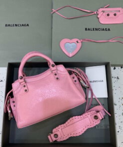 Replica Balenciaga 700940210B Neo Cagole City Handbag in Pink Arena Lambskin 2