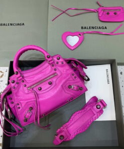 Replica Balenciaga 700940210B Neo Cagole City Handbag in Sky Pink Arena Lambskin