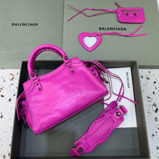 Replica Balenciaga 700940210B Neo Cagole City Handbag in Sky Pink Arena Lambskin 2