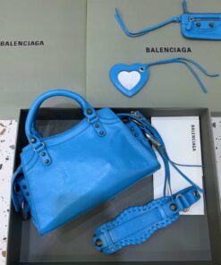 Replica Balenciaga 700940210B Neo Cagole City Handbag in Sky blue Arena Lambskin 2