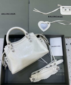 Replica Balenciaga 700940210B Neo Cagole City Handbag in white Arena Lambskin 2