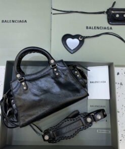 Replica Balenciaga 700940210B Neo Cagole City Handbag in black Arena Lambskin 2