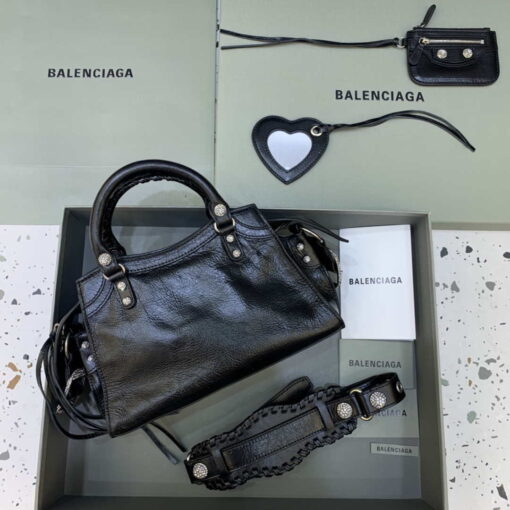 Replica Balenciaga 700940210B Neo Cagole City Handbag in black Arena Lambskin 2