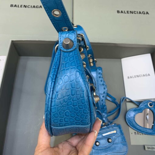 Replica Balenciaga 700940210 Women's Neo Cagole XS Handbag in Crocodile Embossed Blue 3