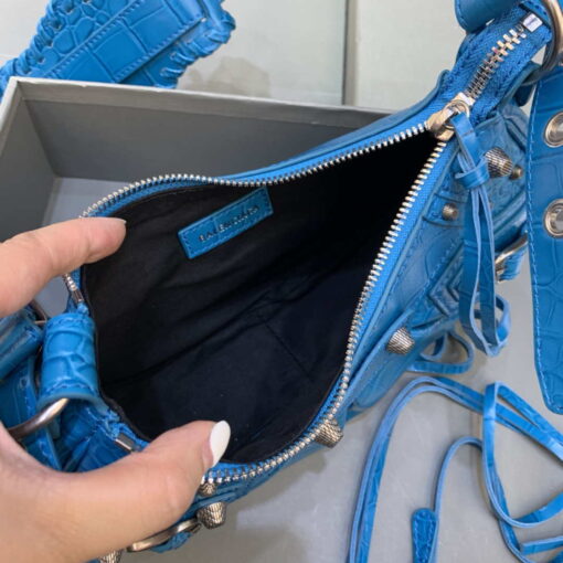 Replica Balenciaga 700940210 Women's Neo Cagole XS Handbag in Crocodile Embossed Blue 6