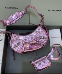 Replica Balenciaga 700940210 Women's Neo Cagole XS Handbag in Crocodile Embossed Sky Pink