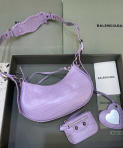 Replica Balenciaga 700940210 Women's Neo Cagole XS Handbag in Crocodile Embossed Purple 2