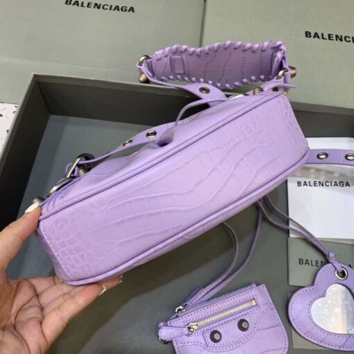 Replica Balenciaga 700940210 Women's Neo Cagole XS Handbag in Crocodile Embossed Purple 4