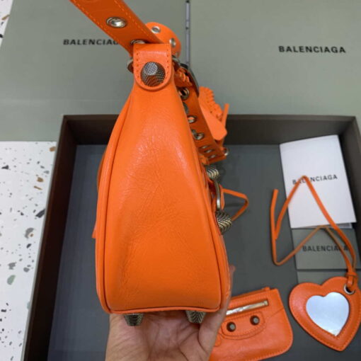 Replica Balenciaga 67130723 Women's Le Cagole Small Shoulder Bag Arena lambskin In Orange 3