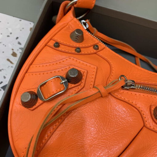 Replica Balenciaga 67130723 Women's Le Cagole Small Shoulder Bag Arena lambskin In Orange 5