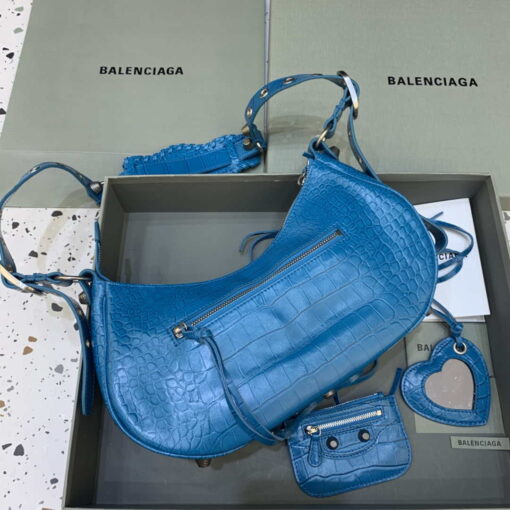 Replica Balenciaga 67130723 Women's Le Cagole Small Shoulder Bag Crocodile Embossed In Blue 2