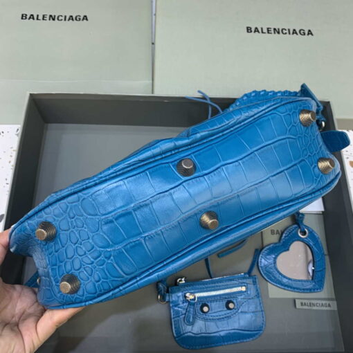 Replica Balenciaga 67130723 Women's Le Cagole Small Shoulder Bag Crocodile Embossed In Blue 4