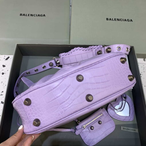 Replica Balenciaga 67130723 Women's Le Cagole Small Shoulder Bag Crocodile Embossed In Purple 4