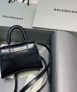 Replica Balenciaga 664676 Hourglass Mini Top Handle Bag Black Gold 2