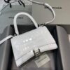 Replica Balenciaga 593546 Hourglass Small Top Handle Crocodile Bag Silver 10