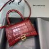 Replica Balenciaga 593546 Hourglass Small Top Handle Crocodile Bag Silver 9