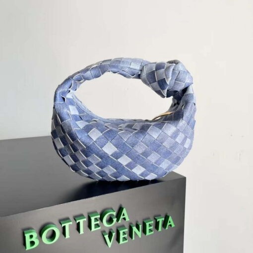 Replica Bottega Veneta BV 651876 mini Jodie canvas Rhinestones Denim Blue