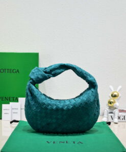 Replica Bottega Veneta BV 690225 Teen Jodie intrecciato suede shoulder bag Lake Blue