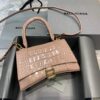 Replica Balenciaga 593546 Hourglass Small Top Handle Crocodile Bag Navy blue 9