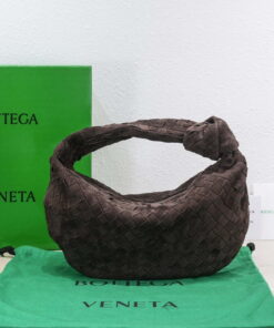 Replica Bottega Veneta BV 690225 Teen Jodie intrecciato suede shoulder bag Brown