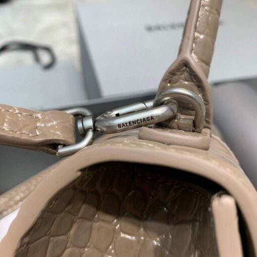 Replica Balenciaga 593546 Hourglass Small Top Handle Crocodile Bag kakhi 6