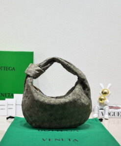 Replica Bottega Veneta BV 690225 Teen Jodie intrecciato suede shoulder bag Dark Green