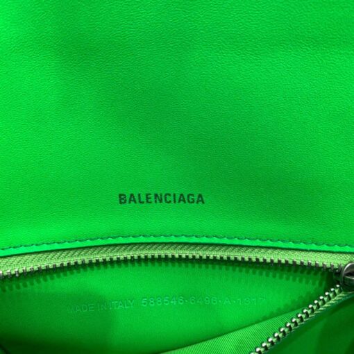 Replica Balenciaga 593546 Hourglass Small Top Handle Crocodile Bag Green Silver 8