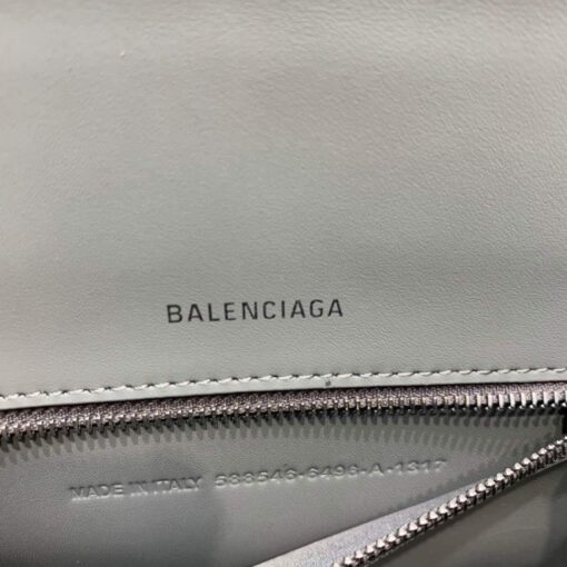 Replica Balenciaga 593546 Hourglass Small Top Handle Crocodile Bag Gray Silver 8