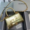 Replica Balenciaga 593546 Hourglass Small Top Handle Crocodile Bag Gray Silver 9