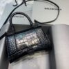 Replica Balenciaga 593546 Hourglass Small Top Handle Crocodile Bag Black Gold 9