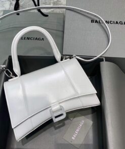 Replica Balenciaga 593546 Hourglass Small Top Handle Calfskin Bag White