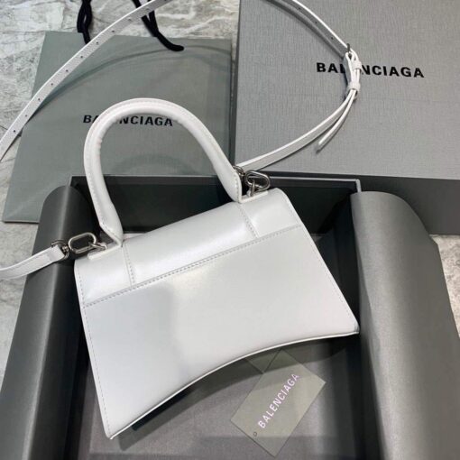 Replica Balenciaga 593546 Hourglass Small Top Handle Calfskin Bag White 2