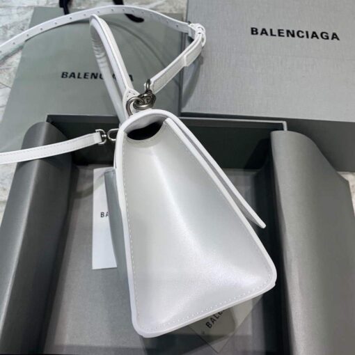 Replica Balenciaga 593546 Hourglass Small Top Handle Calfskin Bag White 3