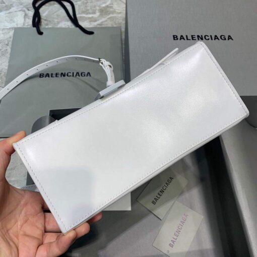 Replica Balenciaga 593546 Hourglass Small Top Handle Calfskin Bag White 4