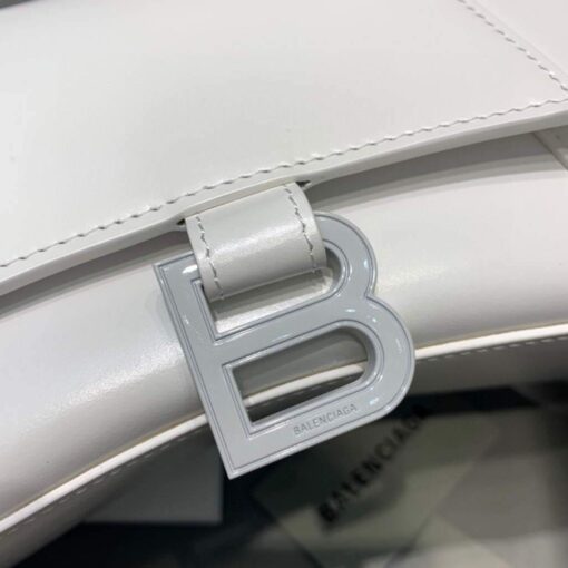 Replica Balenciaga 593546 Hourglass Small Top Handle Calfskin Bag White 5