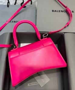 Replica Balenciaga 593546 Hourglass Small Top Handle Calfskin Bag Plum Silver 2