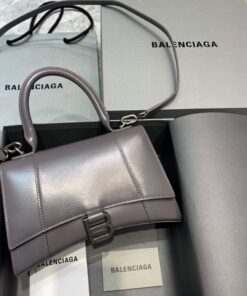 Replica Balenciaga 593546 Hourglass Small Top Handle Calfskin Bag Gray