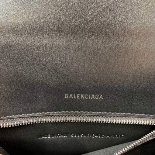 Replica Balenciaga 593546 Hourglass Small Top Handle Calfskin Bag Black Silver 8