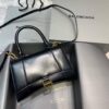 Replica Balenciaga 593546 Hourglass Small Top Handle Calfskin Bag Black Silver 9