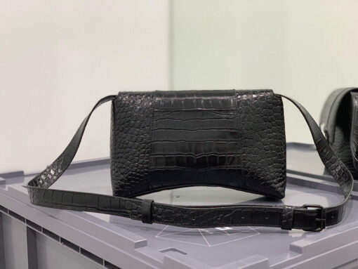 Replica Balenciaga 671355 Women's Downtown XS Shoulder Bag Crocodile Embossed black buckle 3