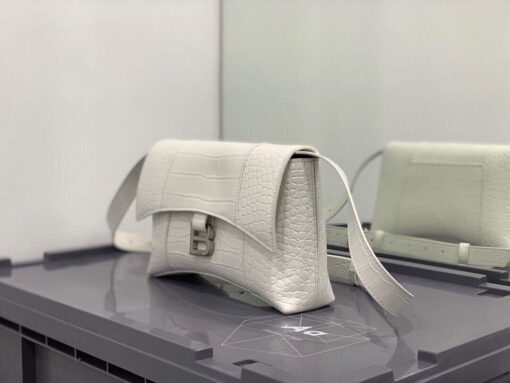 Replica Balenciaga 671355 Women's Downtown XS Shoulder Bag Crocodile Embossed White 2