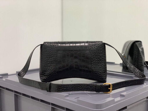 Replica Balenciaga 671355 Women's Downtown XS Shoulder Bag Crocodile Embossed Black 3