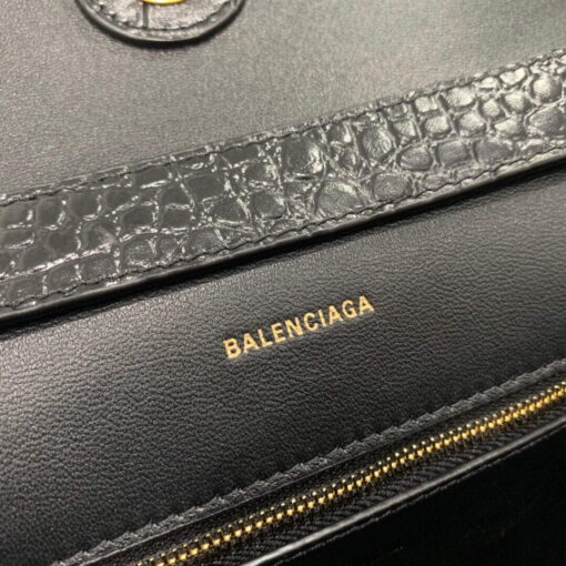 Replica Balenciaga 671355 Women's Downtown XS Shoulder Bag Crocodile Embossed Black 8