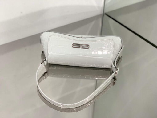 Replica Balenciaga 695645 Women's XX Small Flap Bag Crocodile Embossed In White 4