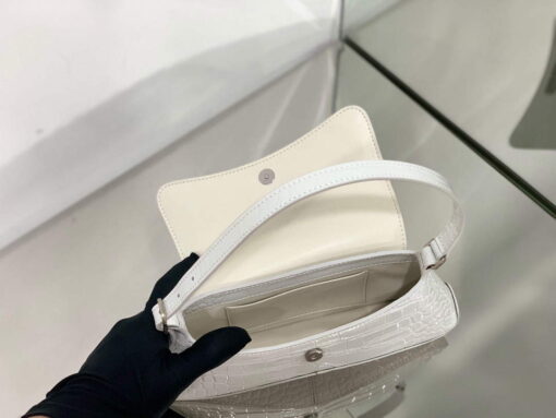 Replica Balenciaga 695645 Women's XX Small Flap Bag Crocodile Embossed In White 8