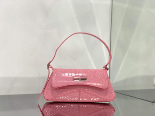 Replica Balenciaga 695645 Women's XX Small Flap Bag Crocodile Embossed In Pink 2