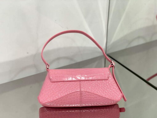 Replica Balenciaga 695645 Women's XX Small Flap Bag Crocodile Embossed In Pink 3