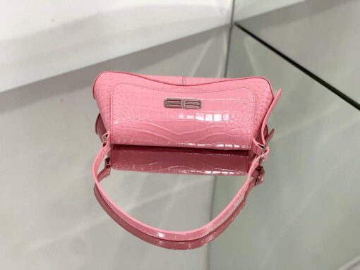 Replica Balenciaga 695645 Women's XX Small Flap Bag Crocodile Embossed In Pink 5