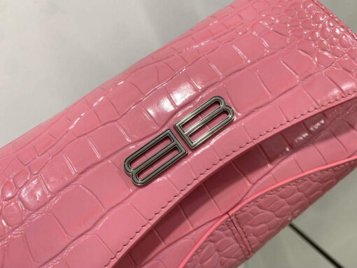 Replica Balenciaga 695645 Women's XX Small Flap Bag Crocodile Embossed In Pink 6